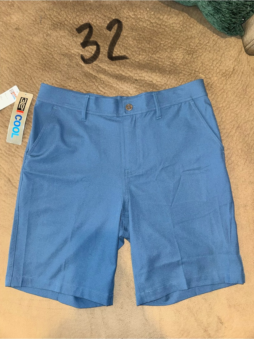 Men's Flat Front Light Blue Golf Shorts - Unbranded